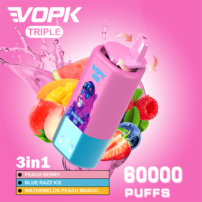 VOPK 3in1 60000 Puffs Vape 60K Disposable Wholesale Vape Pen E Cigarette Prefilled 54ml 650mAh Disposable Vape 12 Flavors 2% 5%