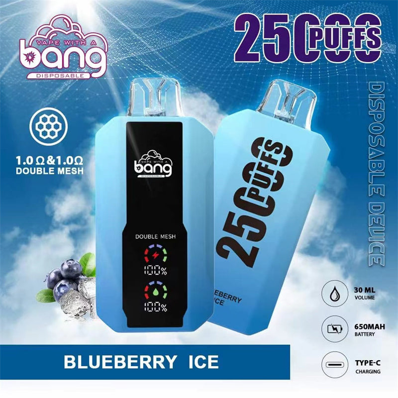 Bang 25000 Puffs LCD Screen Vape Dual Bang 25000 Puffs Vape 25K Disposable Vape Pen E Cigarette Prefilled 30ml 650mAh Battery Disposable Vape 12 Flavors