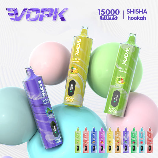 VOPK SHISHA  15000 Puffs Disposable Vape Wholesale-600mAh battery, 16ml E-liquid,Multiple Nicotine 12 Flavors