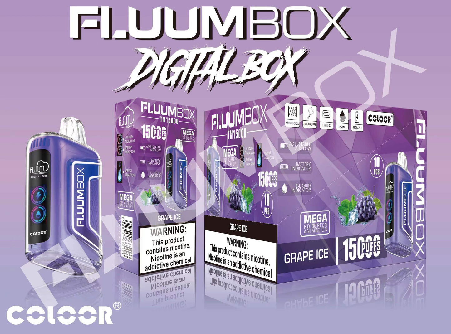 FLUUM BOX 15000 Puffs Disposable Vape Wholesale-650mAh battery, 25ml E-liquid, Multiple Nicotine 12 Flavors