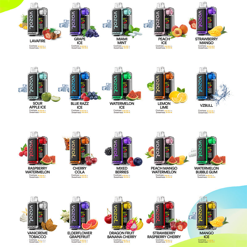 VOZOL VISTA 20000 Puffs Disposable (0% to 5% Nicotine) Vape 24ml 650mAh 20 Flavors Wholesale