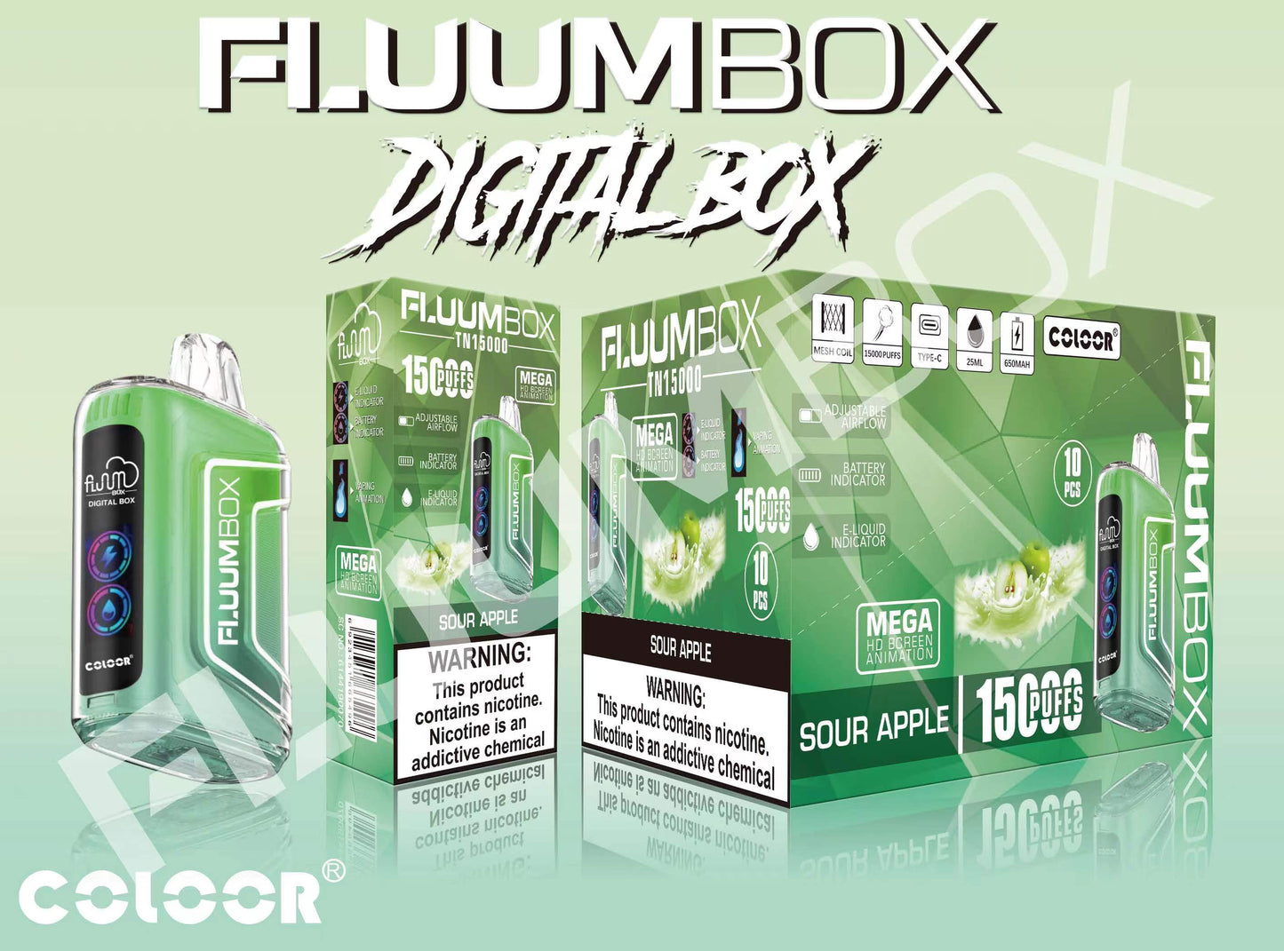 FLUUM BOX 15000 Puffs Disposable Vape Wholesale-650mAh battery, 25ml E-liquid, Multiple Nicotine 12 Flavors
