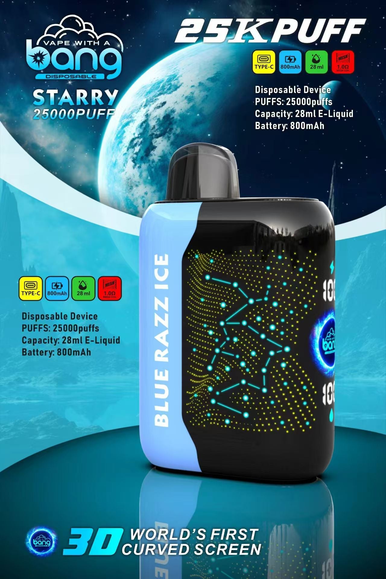 Bang starry 25000 puffs Disposable Vape 850mah 16 Flavors