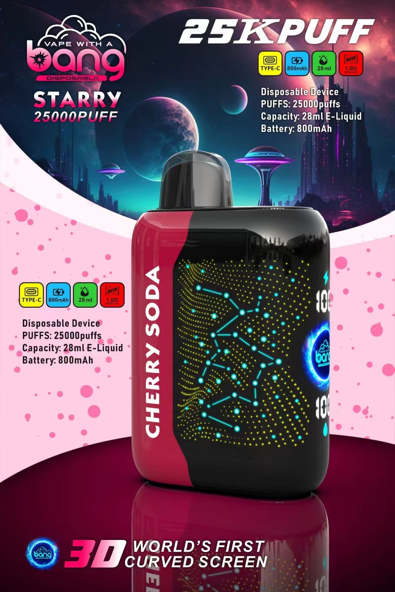 Bang starry 25000 puffs Disposable Vape 850mah 16 Flavors