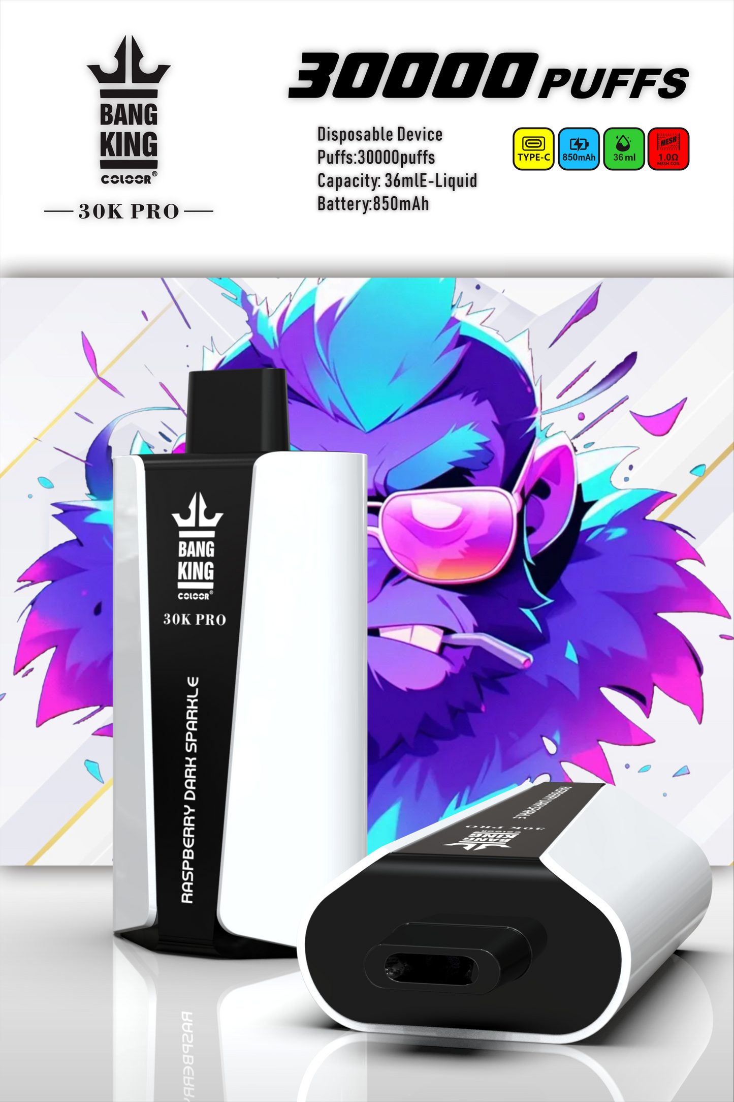 Bang King 30000 PRO 30k puffs Disposable Vape 850mah 12 Flavors