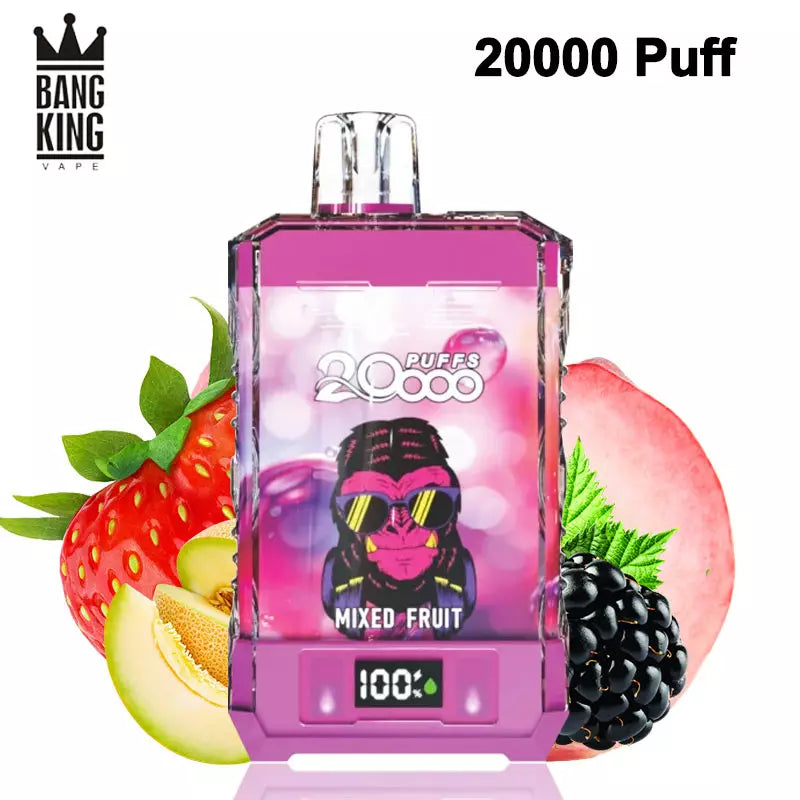 Bang King Vape 20000 Puffs 20k Digital Electronic Cigarette 0% 2% 5%-650mAh Battery, 25ml E-liquid, Multiple Nicotine 12 Flavors