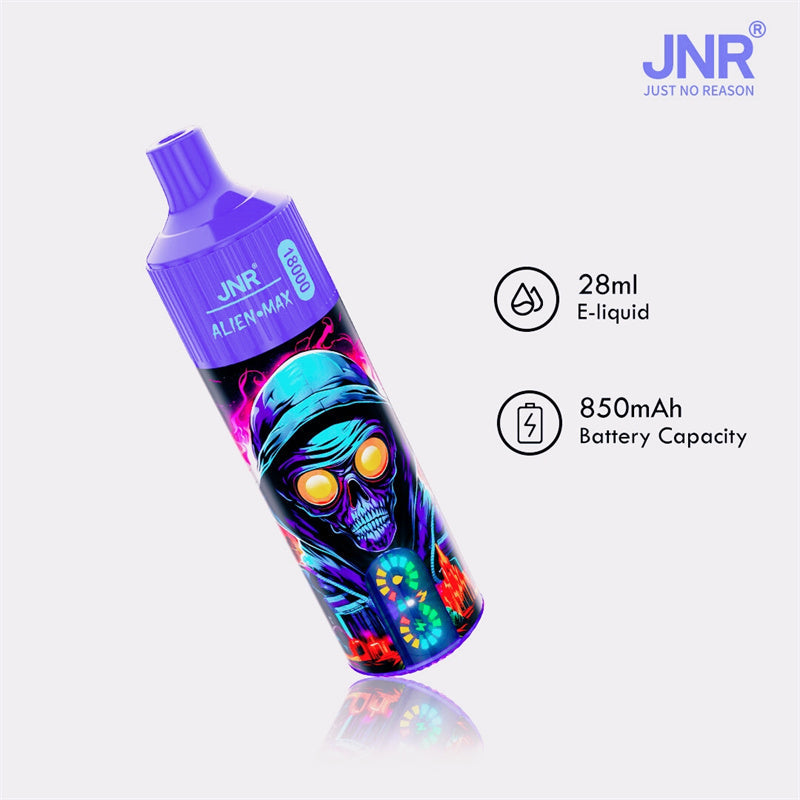 JNR ALIEN MAX 18000 Puffs Disposable E Cigarette Rechargeable Vape -850mAh Battery, 28ml E-liquid, Multiple Nicotine 22 Flavors