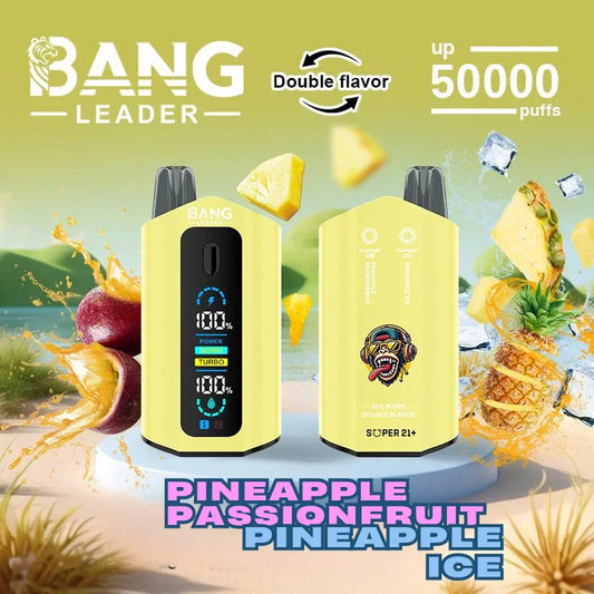 Bang Leader 50000 Puffs Disposable Vape (0%-5% Nicotine) – Dual Pods(20mL+20mL) Unmatched Performance 650mAh 12 Flavors