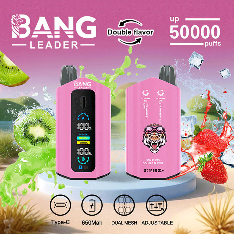 Bang Leader 50000 Disposable Vape - 50K Puffs, 36mBang Leader 50000 Puffs Disposable Vape (0% to 5% Nicotine) โ Dual Pods(20mL+20mL) Unmatched Performance 650mAh battery 12 Flavors l E-Liquid (0-5% Nicotine) 36mL650mAh 12 Flavors