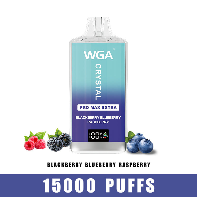 wga vape Crystal BLACKBERRY BLUEBERRY RASPBERRY Pro Max Extra 15000 Puffs Disposable Vape