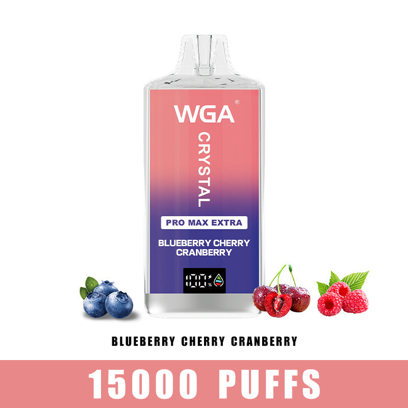 wga vape Crystal BLUEBERRY CHERRY CRANBERRY Pro Max Extra 15000 Puffs Disposable Vape