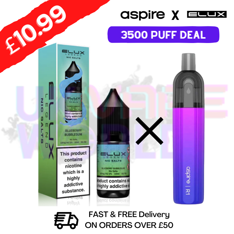 Blueberry Bubblegum ELUX LEGEND Salt 3500puff x Aspire Disposble Kit