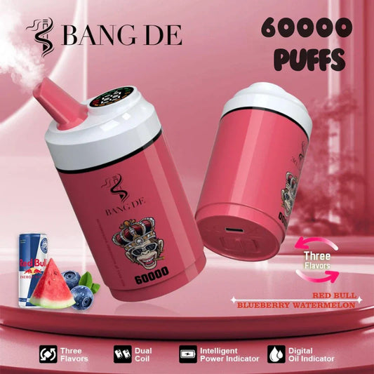Bang DE 60K 3 in 1 Flavors Hot-Selling Model Wholesale Deal-850mAh battery, 60ml E-liquid, Multiple Nicotine 12 Flavors
