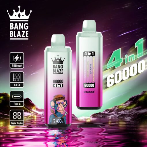 BANG BLAZE 4IN1 60000 Puffs Disposable Vape Wholesale(0% to 5% Nicotine) 56ML e-liquid  650mAh 12 Flavors