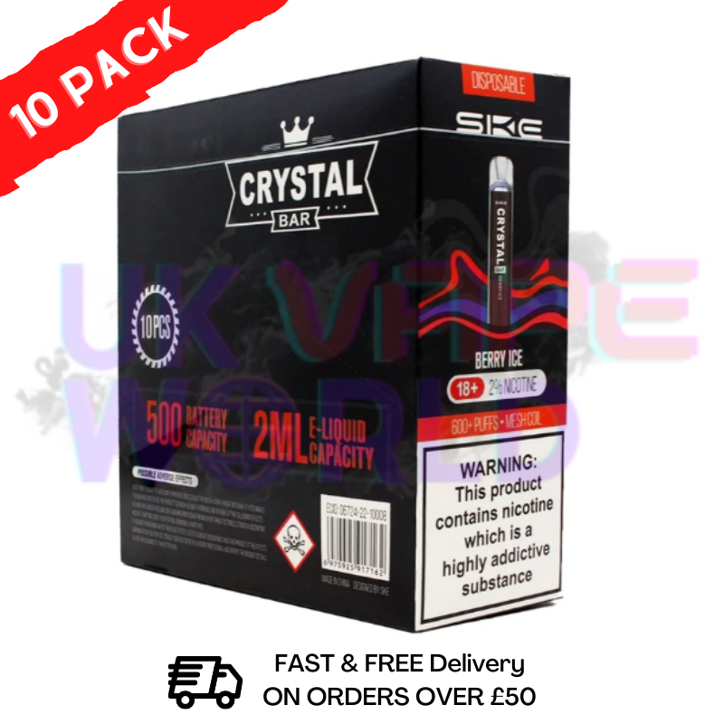 Berries Ice - Crystal Bar Puffs 600 SKE Box Of 10 - £26.99