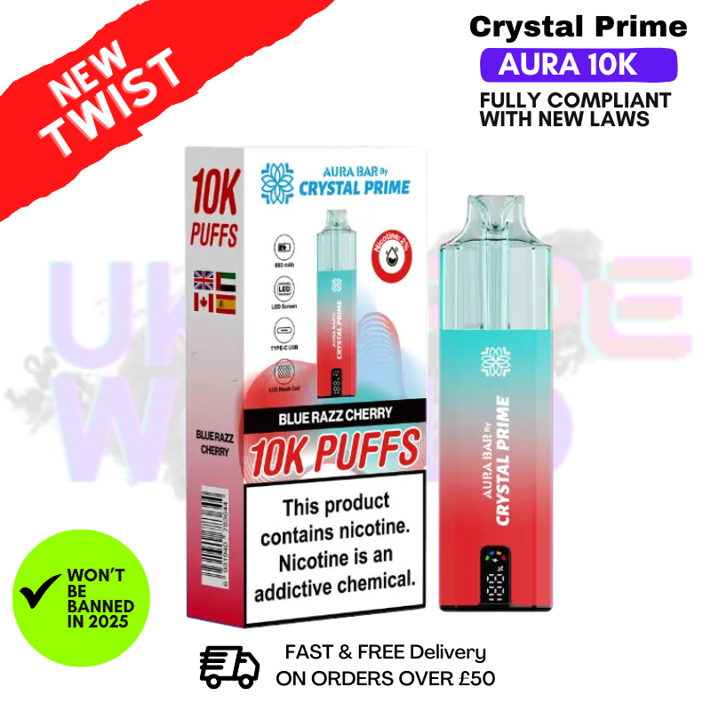 Blue Razz Cherry Crystal Prime 10K Puff Pod Kit