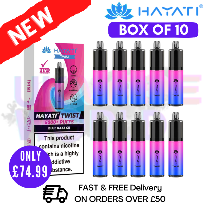 Blue Razz Gummy Bear Hayati Twist 5000 Puff 5K Box Of 10