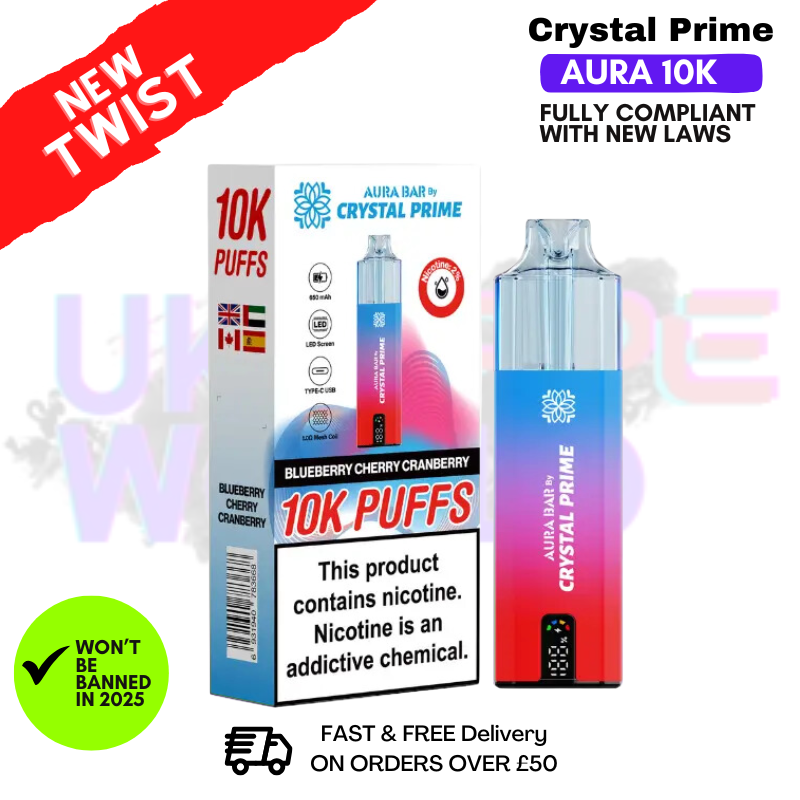 Blueberry Cherry Cranberry Crystal Prime 10K Puff Pod Kit