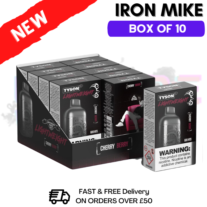 Cherry Berry Tyson 2.0 600puff Vape Kit Pack / Box Of 10 Disposable