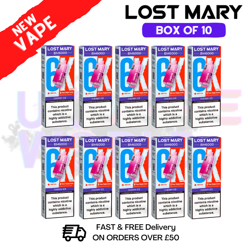 Cherry ICE LOST MARY 6000PUFF 6K Box Of 10