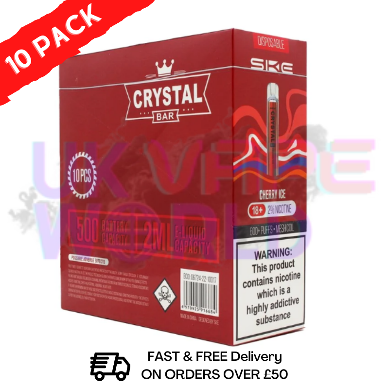 Cherry ice - Crystal Bar Puffs 600 SKE Box Of 10 - £26.99