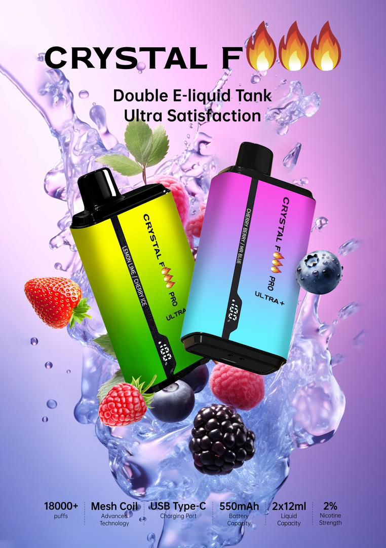 Crystal Fire Pro Ultra 18k puffs  20mg-2ML 25 NEW stunning editions
