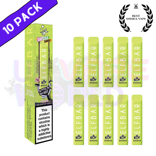 Elf Bar Shisha 600puff - Apple & Berry Flavour Box of 10