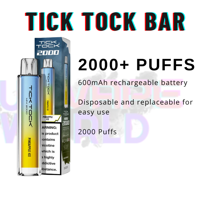 Pineapple Ice Tick Tock Mini 2000 Puff Kit