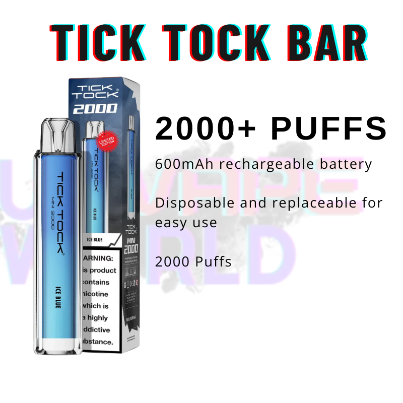Ice Blue Tick Tock Mini 2000 Puff Kit