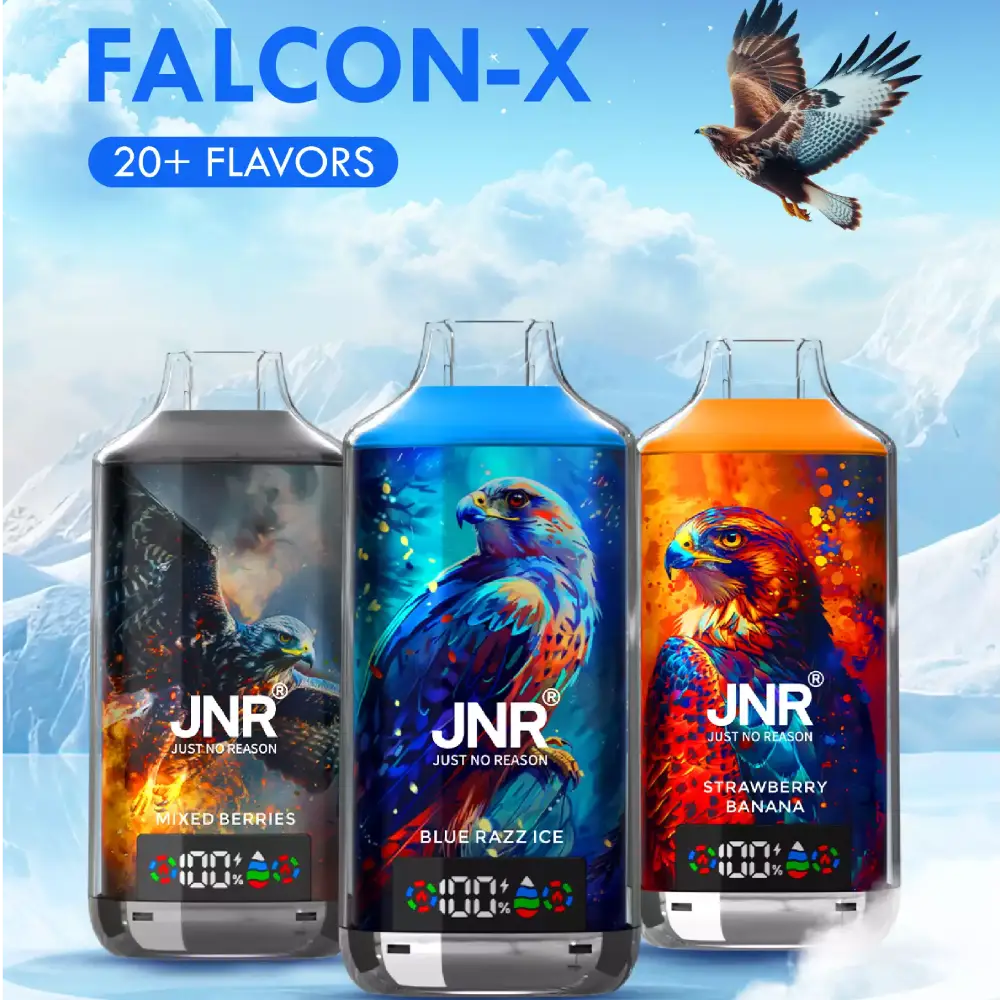 JNR 18000 18k Puffs Falcon X Vape Wholesale Price France Belgium Netherlands-950mAh Battery, 24ml E-liquid, Multiple Nicotine 28 Flavors