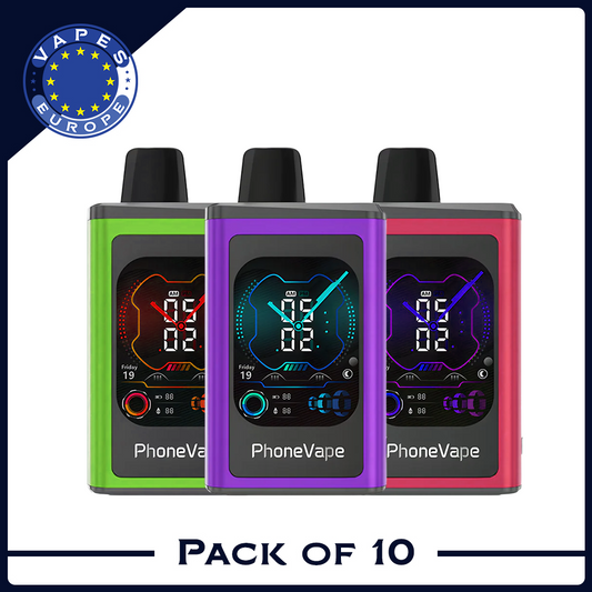 JNR Phone Vape 30000 Puffs (Box of 10) Latest Smart 20mg Nicotine 19ML 1000 mAh Battery 10 Flavors Disposable Vape