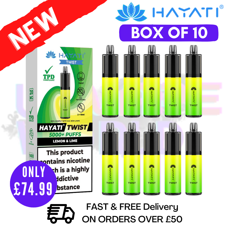 Lemon Lime Hayati Twist 5000 Puff 5K Box Of 10