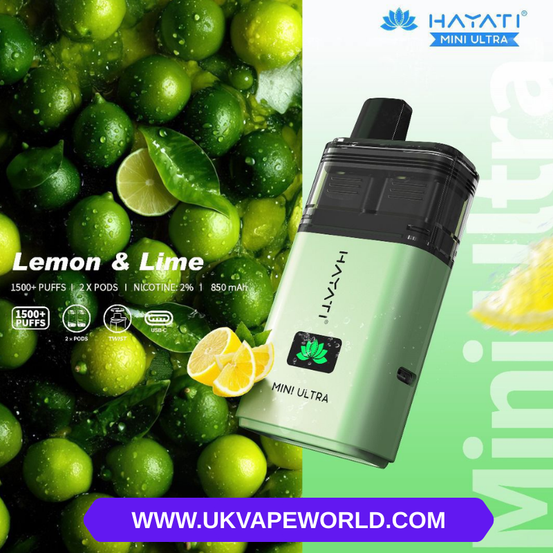 Lemon Lime Hayati Mini Ultra 1500 Puff Twist Prefilled Bar