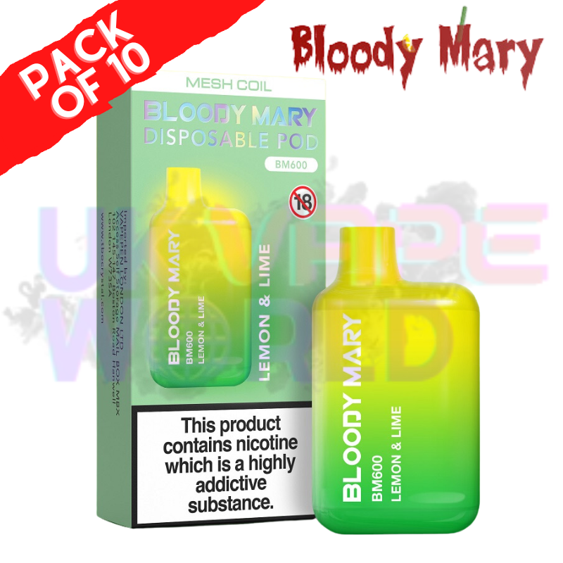 Lemon Lime - Bloody Mary CRYSTAL 600Puff Box of 10