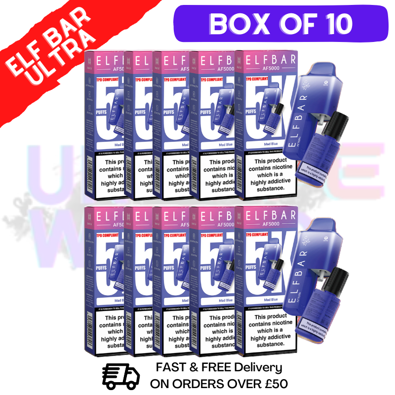 Mad Blue Elf Bar 5000 Puff 5K Bar BOX OF 10