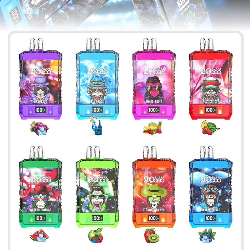 Bang King Box Double Crystal 20000 Puff 20k Display Screen Disposable Electronic Cigarette Vape-850mAh Battery, 40ml E-liquid, Multiple Nicotine 12 Flavors