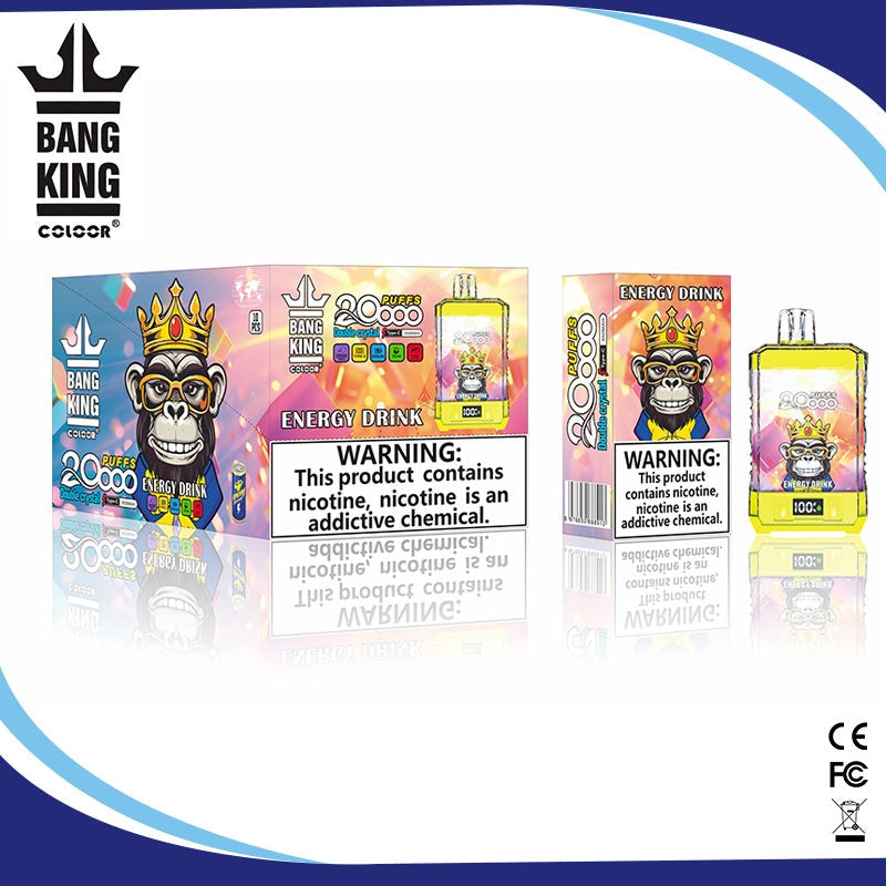 Bang King Box Double Crystal 20000 Puff 20k Display Screen Disposable Electronic Cigarette Vape-850mAh Battery, 40ml E-liquid, Multiple Nicotine 12 Flavors