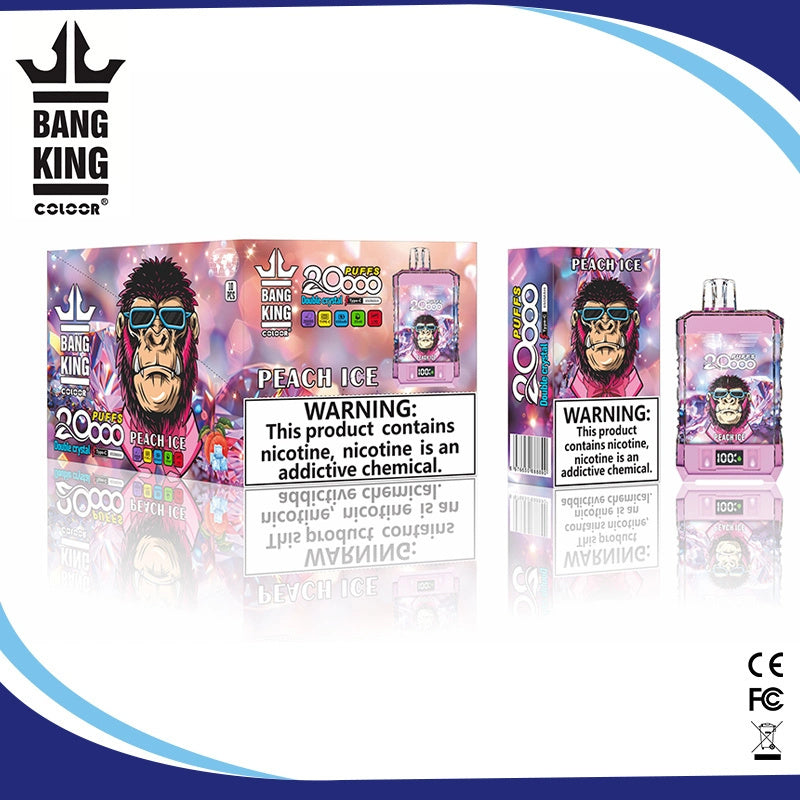 Bang King Box Double Crystal 20000 Puff 20k Display Screen Disposable Electronic Cigarette Vape-850mAh Battery, 40ml E-liquid, Multiple Nicotine 12 Flavors