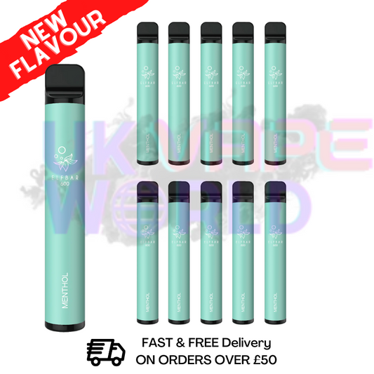 Elf Bar 600puff Box of 10 Bar (2% Nicotine)550mah Battery capacity 35 Flavors