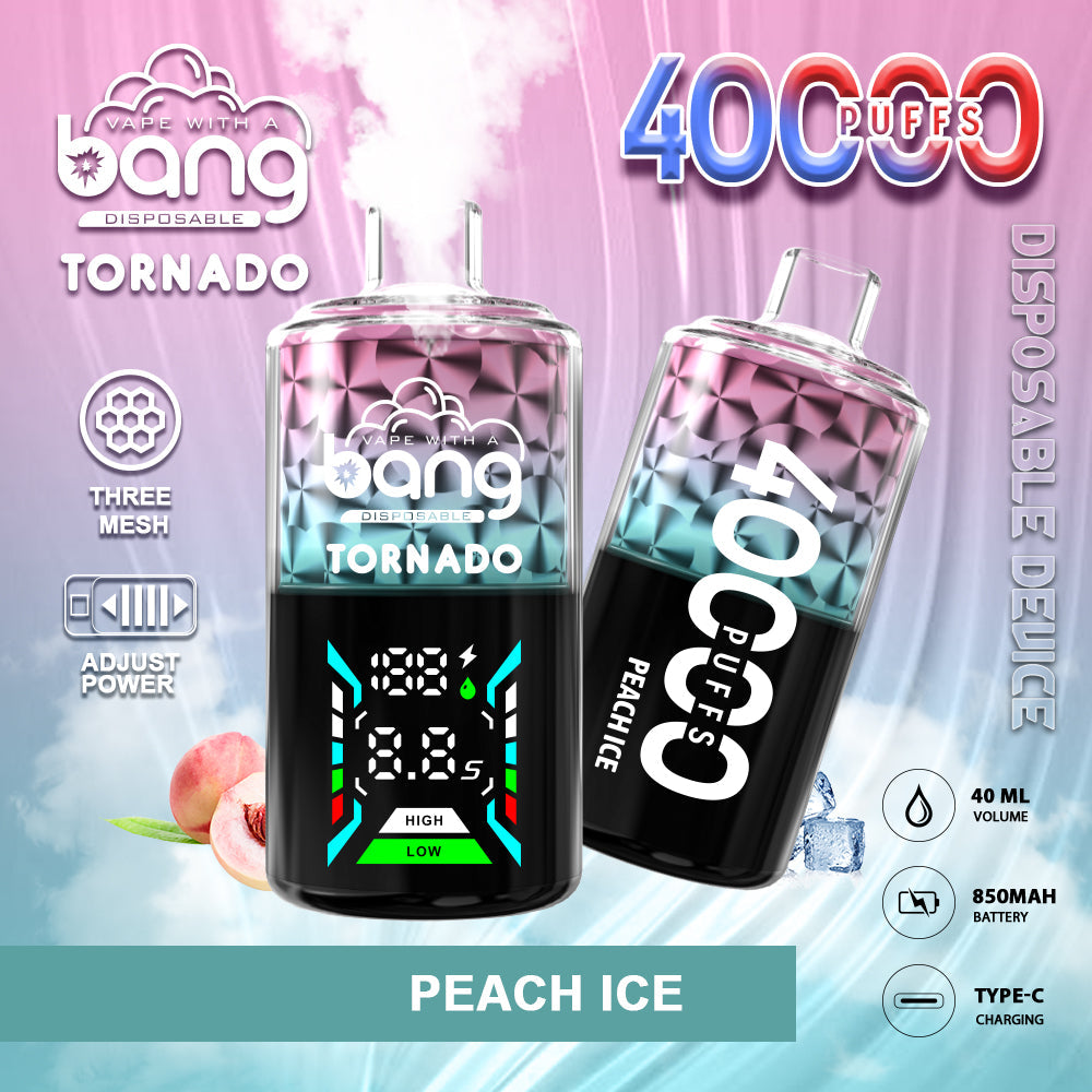 Bang Tornado 40000 Puffs Disposable Vape – 850mAh Battery, 40ml E-liquid, Multiple Nicotine 12 Flavors
