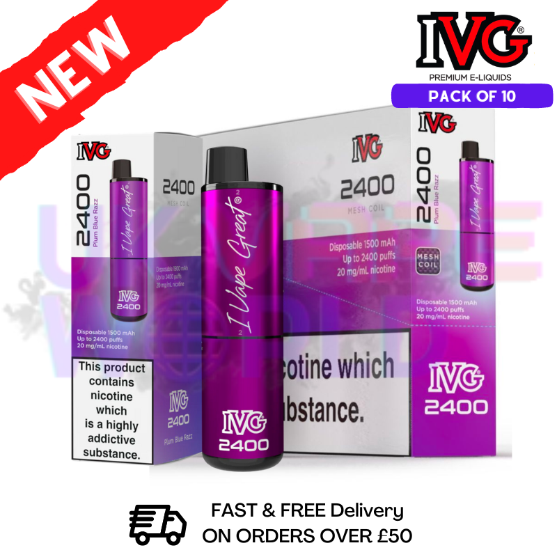 Box Of 10 - IVG 2400 Puff Bar 4 IN 1 Disposable Vape Pen Kit