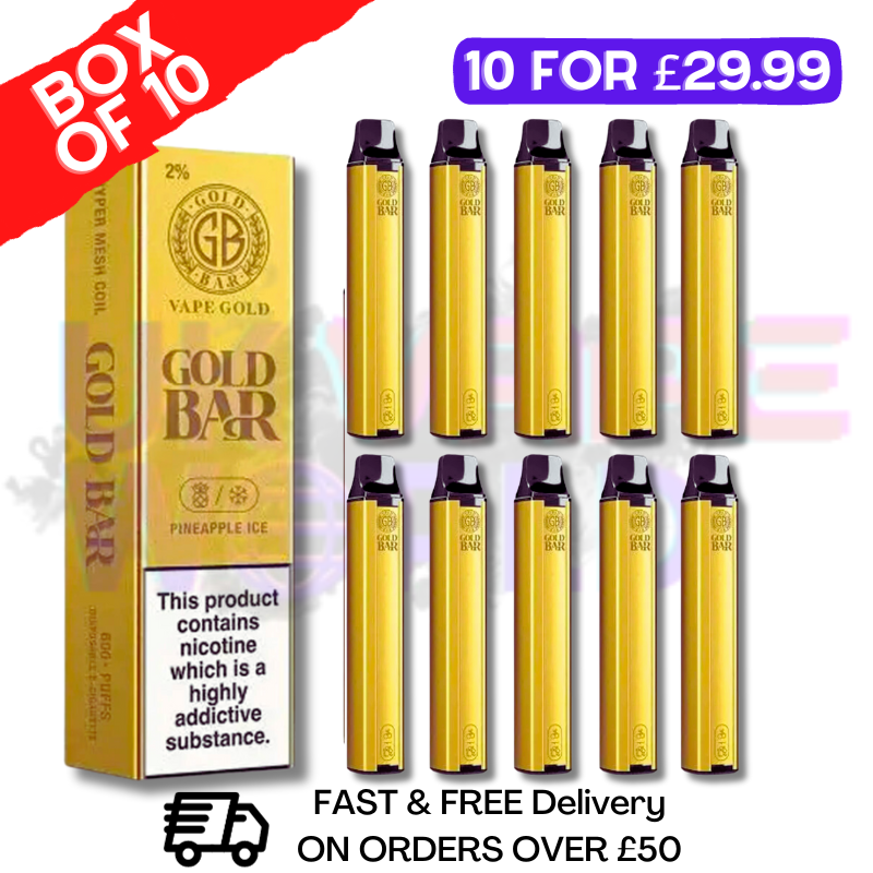 Pineapple ICE - Gold Bar 600Puff Box of 10