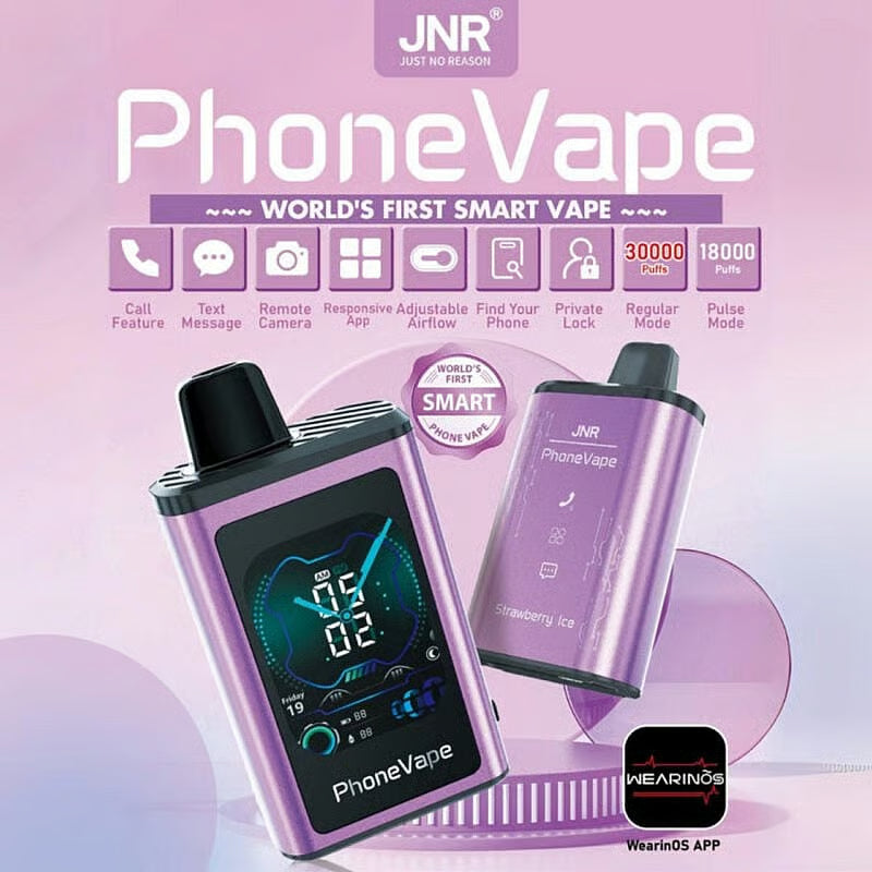 JNR Phone Vape 30000 Puffs (Box of 10) Latest Smart 20mg Nicotine 19ML 1000 mAh Battery 10 Flavors Disposable Vape