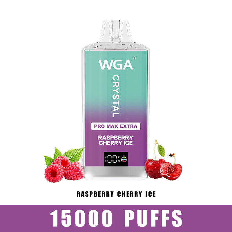 wga vape Crystal RASPBERRY CHERRY ICE Pro Max Extra 15000 Puffs Disposable Vape