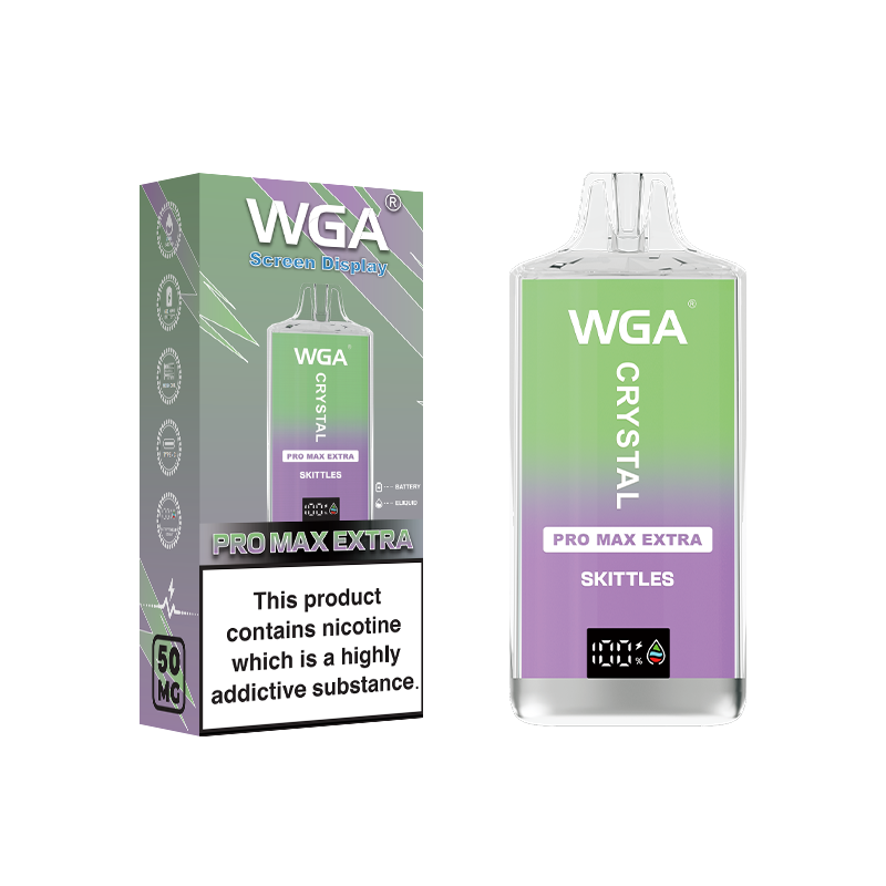 wga Disposable Vape Crystal Skittles 15000 Puffs-650mAh Battery, 25ml E-liquid, Multiple Nicotine 12 Flavors