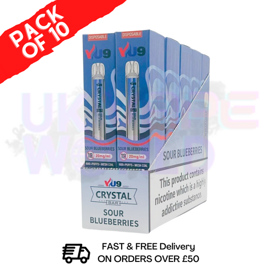 Sour Blueberries Crystal Bar Puffs 600 VU9 Box Of 10