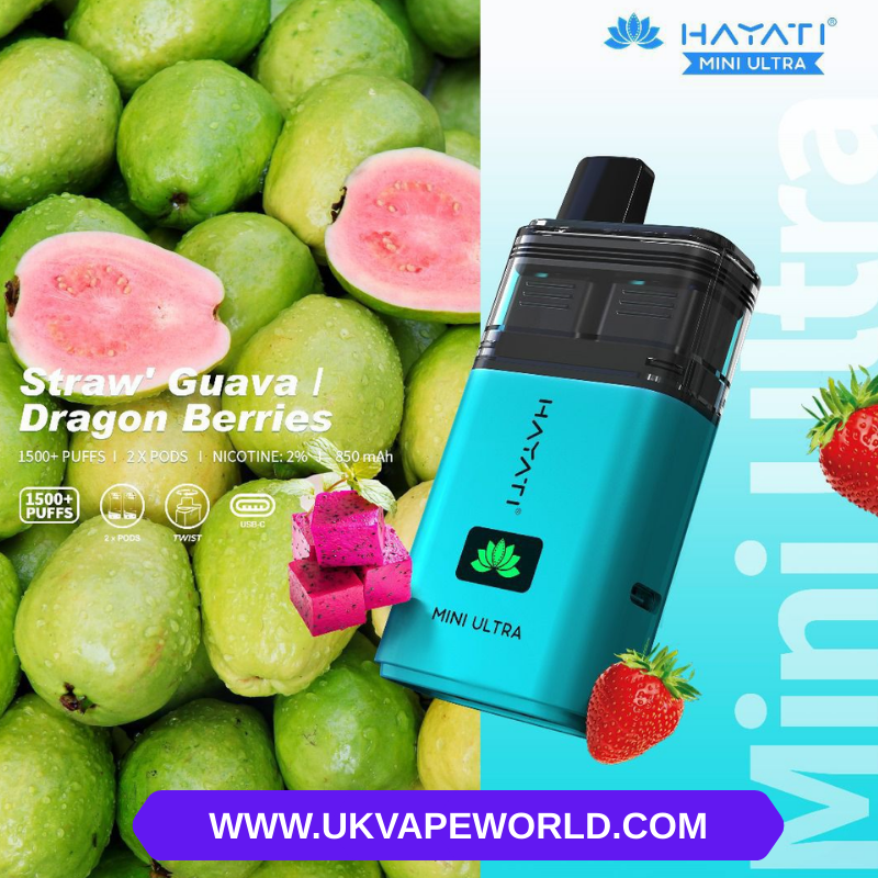 Straw Guava Hayati Mini Ultra 1500 Puff Twist Prefilled Bar