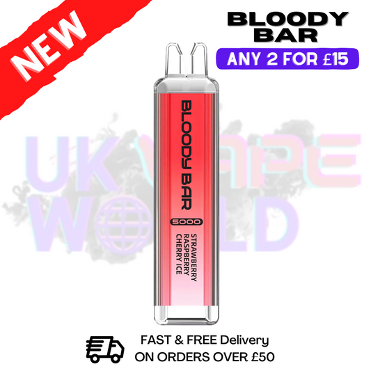 Strawberry Raspberry Cherry Ice Bloody Bar 5000 Puffs Disposable