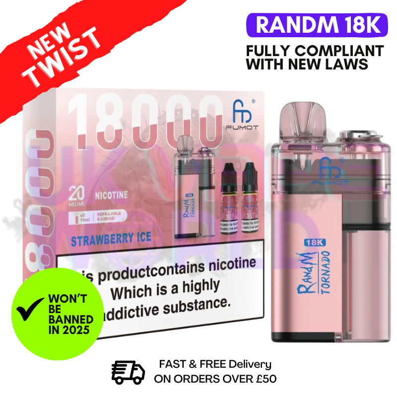 Strawberry ICE RandM Tornado 18K 18000 Puff Vape Kit