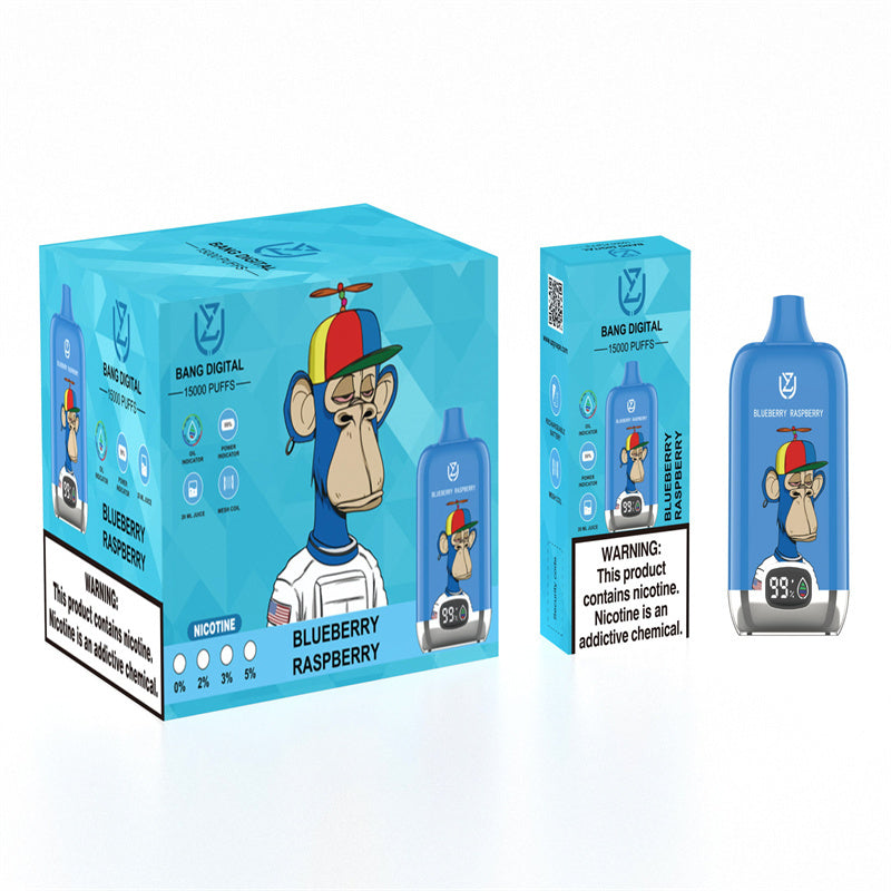 Uzy Bang Digital 15000 Puff 15000 Disposable E Cigarettes rechargeable Electronic Cigs Puff 15k Vape-850mAh Battery, 20ml E-liquid, Multiple Nicotine 12 Flavors